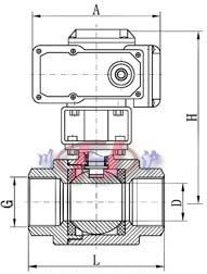 Q911F內(nèi)螺紋電動球閥 兩片式閥體尺寸圖
