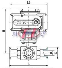 Q921F衛(wèi)生級電動球閥 三通結(jié)構(gòu)外形圖