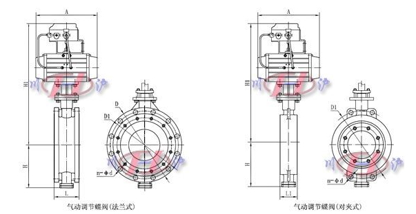氣動調(diào)節(jié)蝶閥外形尺寸圖