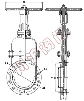 Z73X手動(dòng)漿液閥外形尺寸圖